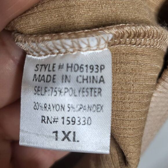 Heyson Ribbed Tan V Neck Short Sleeves Pockets Dress Size 1X - Picture 9 of 9